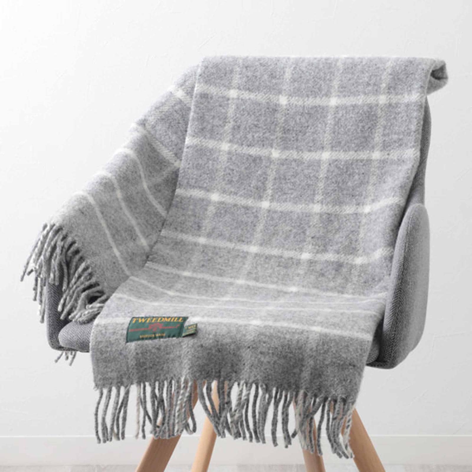 ブランケット ニーラグ 70x183cm チェッカーチェック グレー