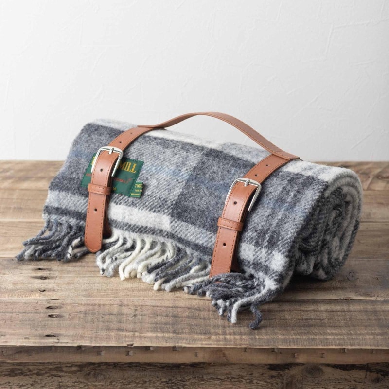 ブランケット ニーラグ 70x183cm コテージチェック グレー ストール