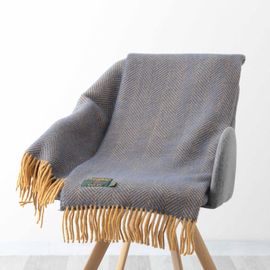 ֥󥱥å ˡ饰 70x183cm إܡ ͥӡ ޥ ȡ / Herringbone Navy Mustard Knee Rug