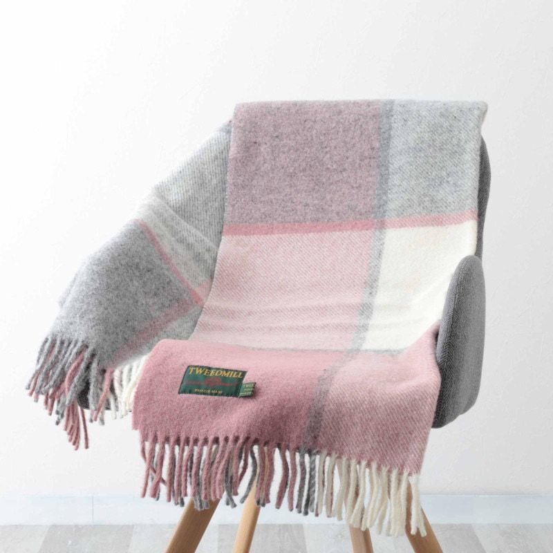 �֥�󥱥å� �ˡ��饰 70x183cm �֥��å������å� ���㥳���� ���������ԥ� / Block Check Charcoal Dusky Pink Knee Rug