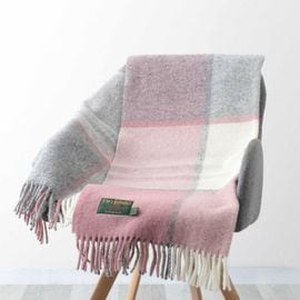 ֥󥱥å ˡ饰 70x183cm ֥åå 㥳 ԥ / Block Check Charcoal Dusky Pink Knee Rug