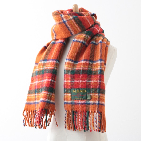 限定色 キャメルスチュワート チェック スカーフ / Limitedmodel Camel