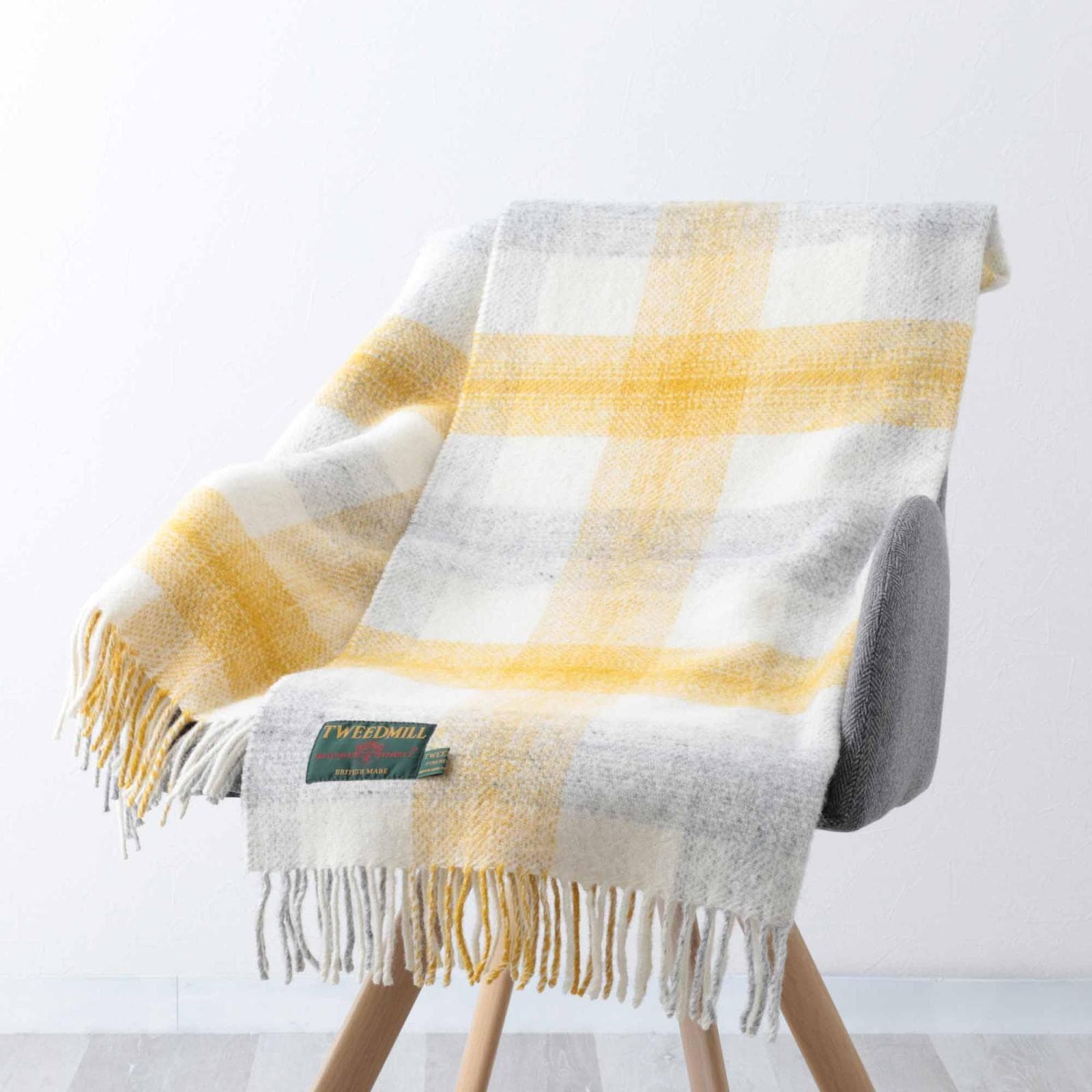 ブランケット ニーラグ 70x183cm メドウ チェック イエロー ストール / Meadow Check Yellow Knee Rug