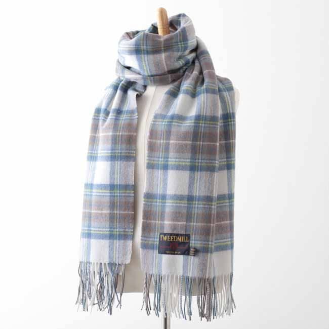 �ץ쥹�ơ��� ��०���� ���ȡ��� 70x190cm �ߥ塼�ƥåɥ֥롼 �ɥ쥹�������� ������������å� / Lambswool Muted Blue Dressstewart Check