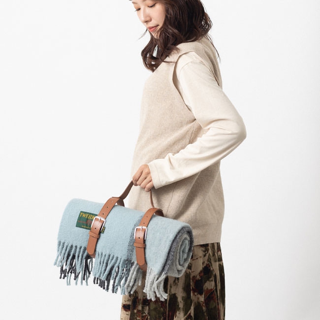 ブランケット ニーラグ 70x183cm ブロックチェック ダックエッグ