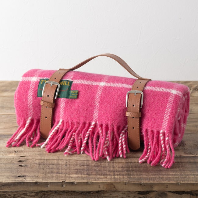 ブランケット ニーラグ 70x183cm チェッカーチェック ピンク