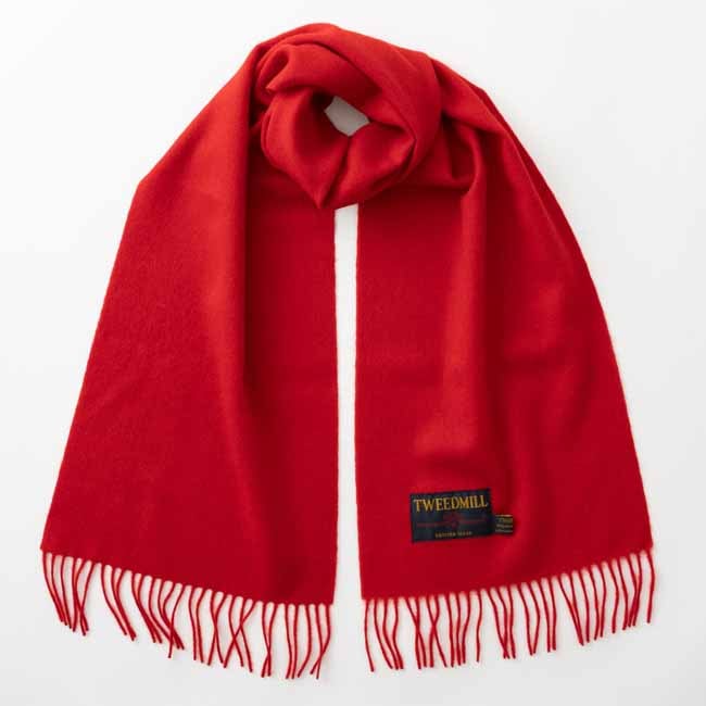 プレステージ ラムウール ストール 30x160cm レッド マフラー