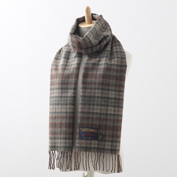 �ץ쥹�ơ��� ��०���� ���ȡ��� 30x185cm ����ȥ꡼�����å� ���꡼�� �ޥե顼 / Lambswool Countrycheck Olive