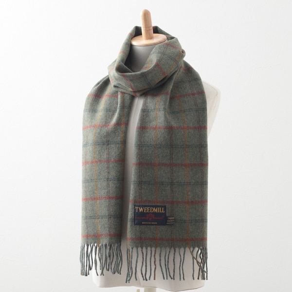 �ץ쥹�ơ��� ��०���� ���ȡ��� 30x185cm ����ȥ꡼�����å� ������ �ޥե顼 / Lambswool Countrycheck Sage