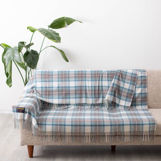 プレステージ ラムウール ブランケット 140x190cm ミューテッドブルー