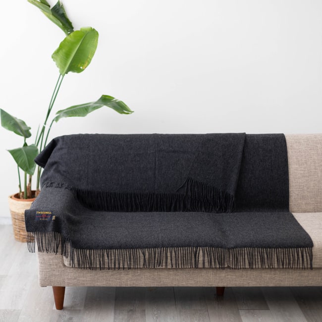 プレステージ ラムウール ブランケット 140x190cm チャコール / Lambswool Charcoal Blanket ラム