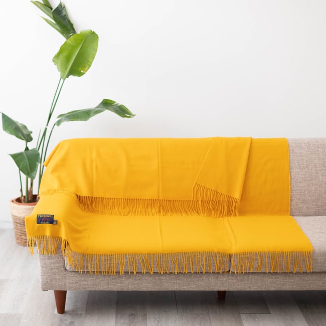 プレステージ ラムウール ブランケット 140x190cm イエロー / Lambswool Yellow Blanket ラムウール