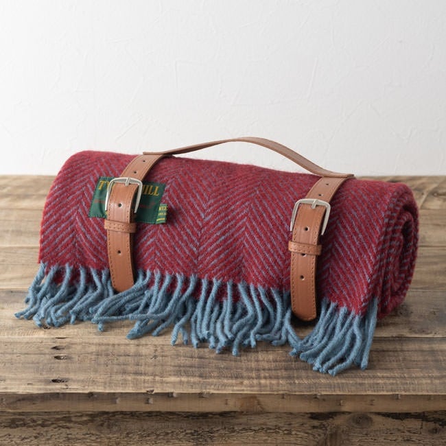 ブランケット ニーラグ 70x183cm ヘリンボーン ストロベリーペタル