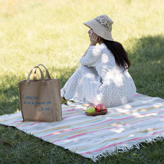 ϥɥ ݥ饰 ɿ΢ 쥸㡼 183x145cm 塼 ȥ饤 ץ ֥饦 / Polo Wool Picnic Rug Illusion Stripe Spring Brown