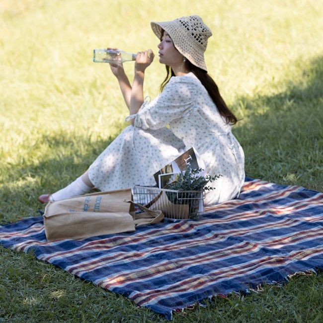 ハイエンドウール ポロラグ 防水裏地 レジャーシート 183x145cm