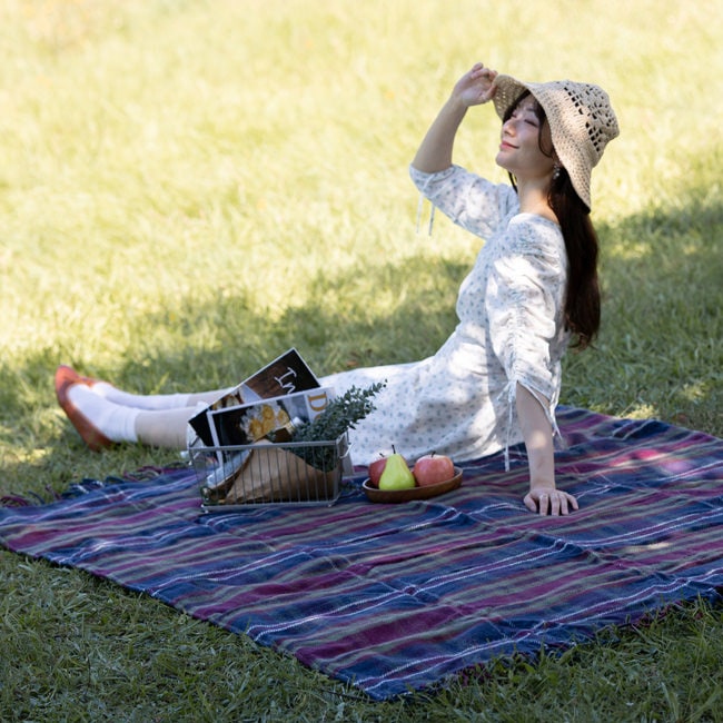 ϥɥ ݥ饰 ɿ΢ 쥸㡼 183x145cm å ͥӡ / Polo Wool Picnic Rug  Morello Check Navy