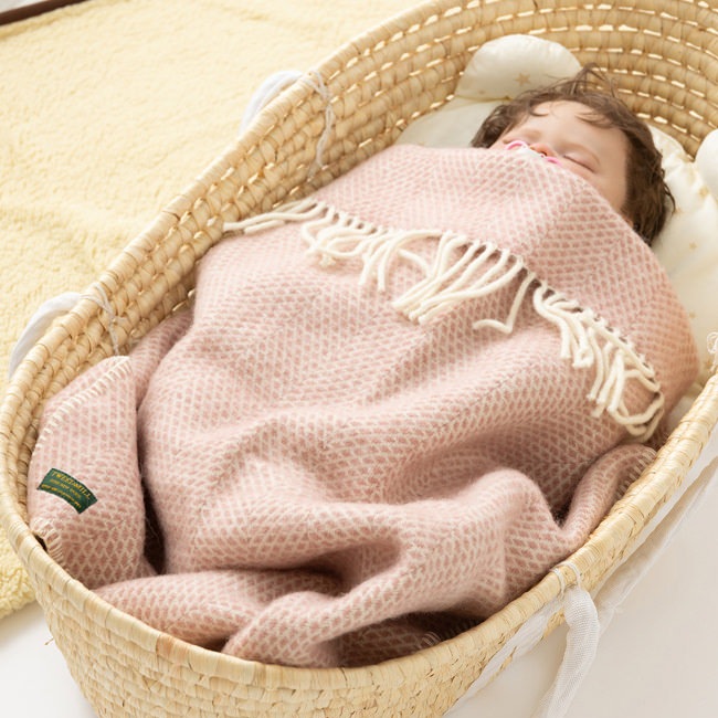 ƥå ٥ӡ ֥󥱥å 68x73cm ӡϥ ԥ/ Baby Pram Blanket with Stitch Beehive DuskyPink