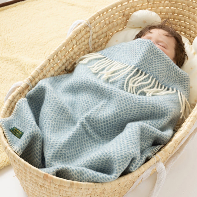 ƥå ٥ӡ ֥󥱥å 68x73cm ӡϥ ڥȥ / Baby Pram Blanket with Stitch Beehive Petrol