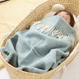 ƥå ٥ӡ ֥󥱥å 68x73cm ӡϥ ڥȥ / Baby Pram Blanket with Stitch Beehive Petrol