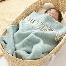 ƥå ٥ӡ ֥󥱥å 68x73cm եåܡ åå / Baby Pram Blanket with Stitch Fishbone DuckEgg