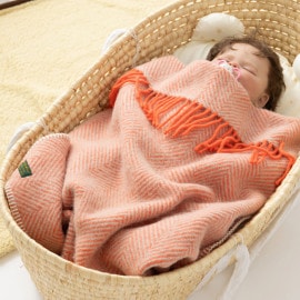 ƥå ٥ӡ ֥󥱥å 68x73cm إܡ եߥ󥴥ѡ / Baby Pram Blanket with Stitch Herringbone Flamingo Pearl