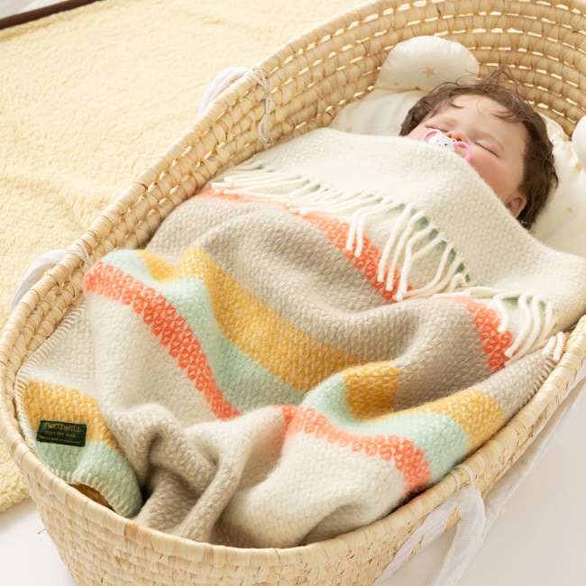 ƥå ٥ӡ ֥󥱥å 68x73cm 塼󥹥ȥ饤 ץ / Baby Pram Blanket with Stitch Illusion Stripe Spring