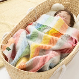 ƥå ٥ӡ ֥󥱥å 68x73cm 쥤ܡ 졼 ȥ饤 / Baby Pram Blanket with Stitch Rainbow Grey Stripe