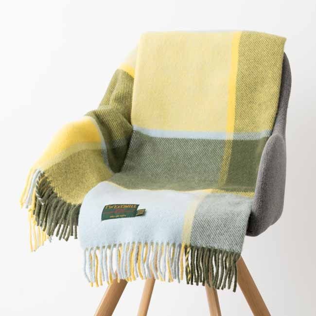 �֥�󥱥å� �ˡ��饰 70x183cm �֥��å������å� ���� ���ȡ��� / Block Check Lemon Knee Rug