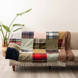 ֥󥱥å 150x240cm ѥå 祳졼 / Patchwork Chocolate Blanket