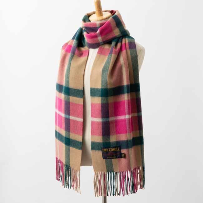 ץ쥹ơ ० ޥե顼 65x190cm ֥饤 å  / Lambswool Bright Check Ella Scarf