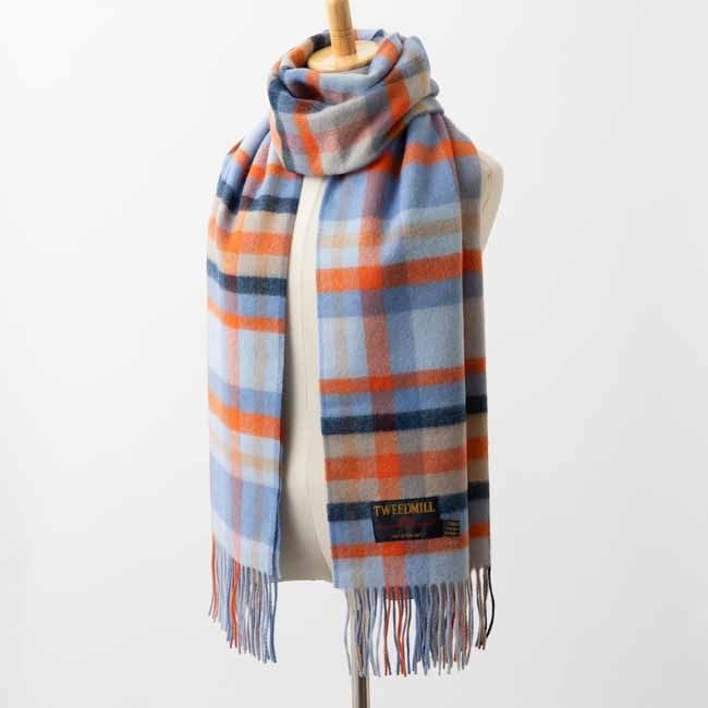 ץ쥹ơ ० ޥե顼 65x190cm ֥饤 å ȥ꡼ / Lambswool Bright Check Santorini Scarf