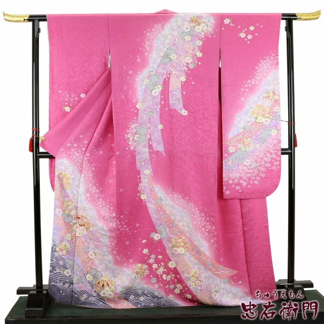 中古】 振袖 レディース フォーマル 正絹 貸衣装 処分 単品 裄丈