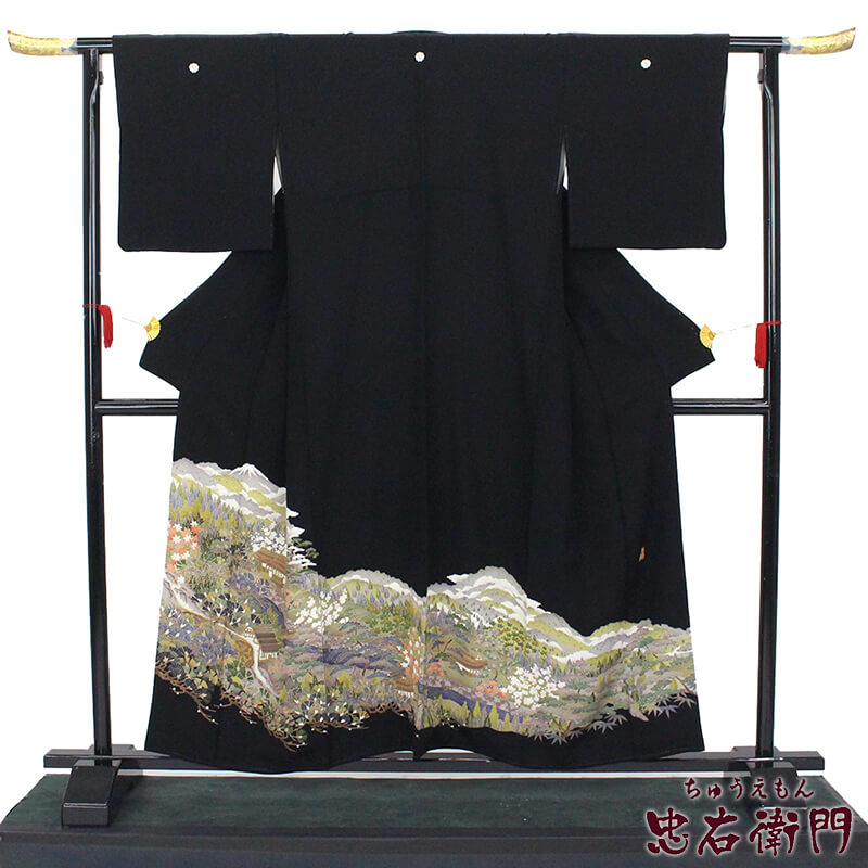 色留袖　仕立て途中　正絹　ちりめん　落款　反物価格50万超(36）　⭐️値下げあり 色留袖 仕立て途中 正絹 ちりめん 落款 反物価格50万超(36