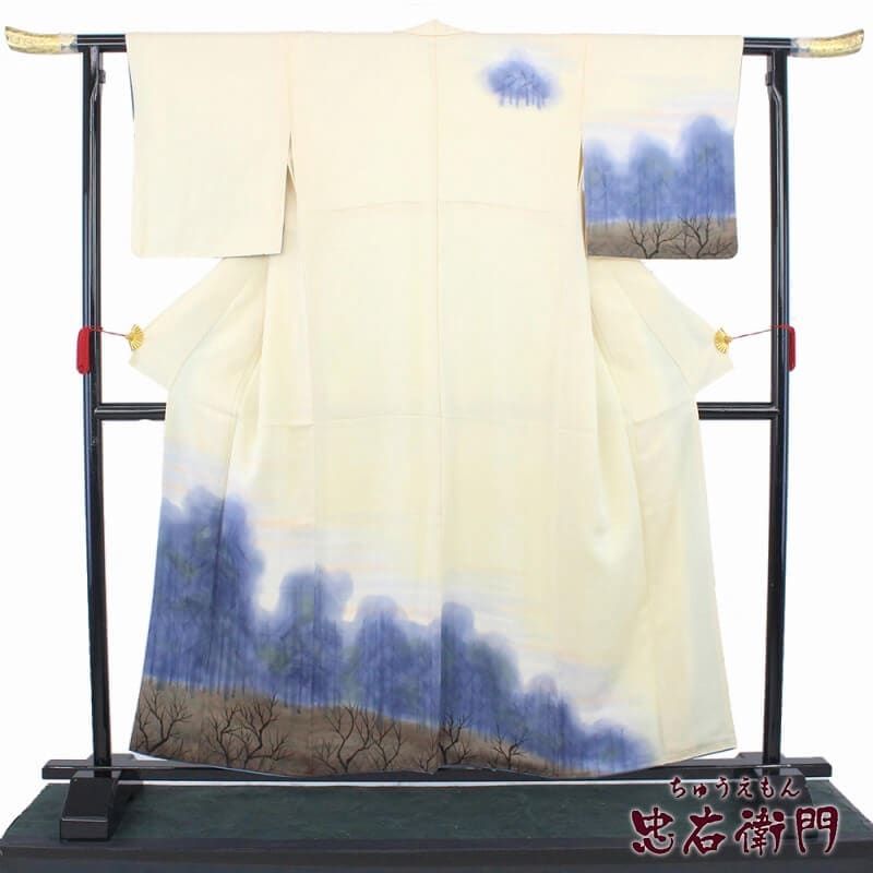 【50%OFF|えびす講セール|期間限定】【中古】 付下げ レディース 正絹 黄色 クリーム色 風景柄 身丈160cm 裄丈65.5cm 仕立て上がり着物 フォーマル リユース着物 リサイクル着物 10時までのご注文で即日発送