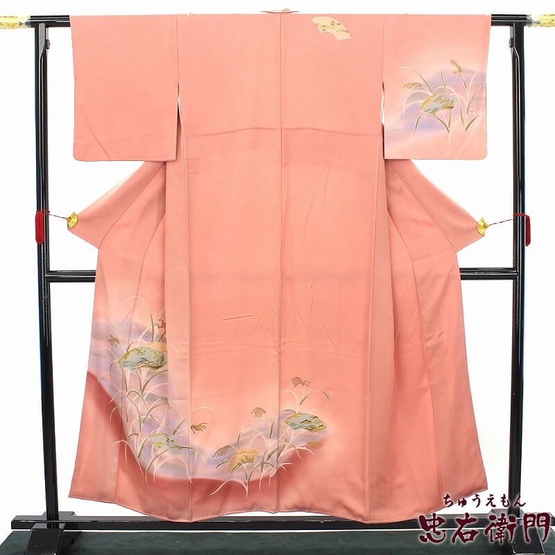 【50%OFF|えびす講セール|期間限定】【中古】 付下げ レディース 正絹 ピンク 地紙 ススキ 身丈158cm 裄丈64cm 仕立て上がり着物 フォーマル リユース着物 リサイクル着物 10時までのご注文で即日発送