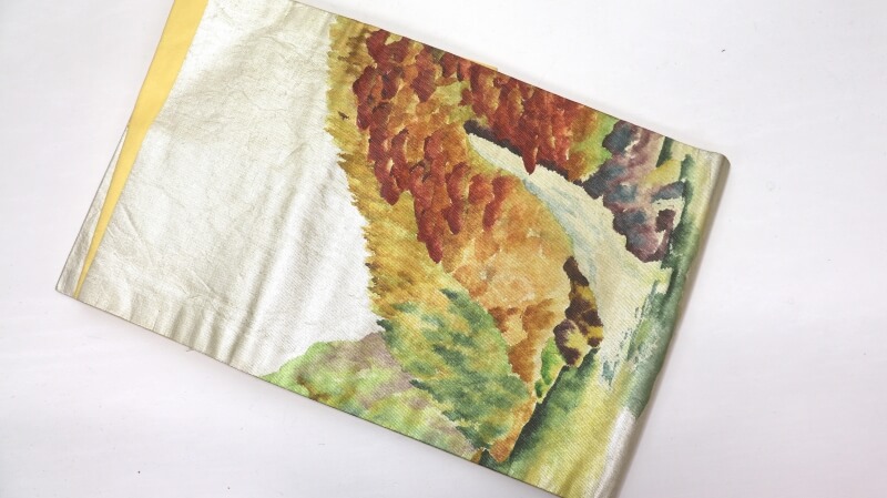 【50%OFF|えびす講セール|期間限定】【中古】 九寸名古屋帯 正絹/シルク イエロー 変色等 変色等 リメイク用 リュース リサイクル【返品・キャンセル不可・電話注文不可】