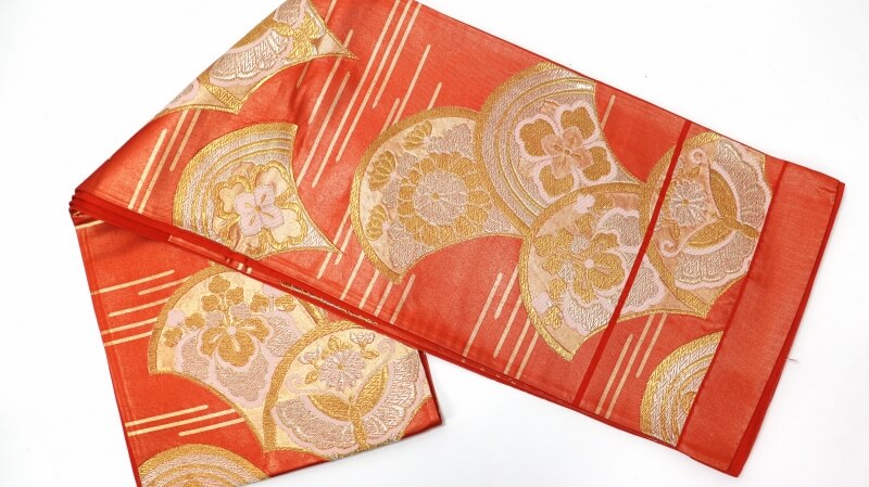 【50%OFF|えびす講セール|期間限定】【中古】 袋帯 正絹/シルク オレンジ リメイク用 リュース リサイクル【返品・キャンセル不可・電話注文不可】
