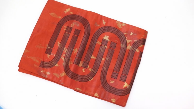 【50%OFF|えびす講セール|期間限定】【中古】 九寸名古屋帯 正絹/シルク ブラウン 赤茶 リメイク用 リュース リサイクル【返品・キャンセル不可・電話注文不可】