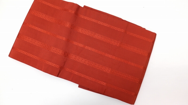 【50%OFF|えびす講セール|期間限定】【中古】 九寸名古屋帯 オレンジ ブラウン 茶系 オレンジ 橙系 リメイク用 リュース リサイクル【返品・キャンセル不可・電話注文不可】