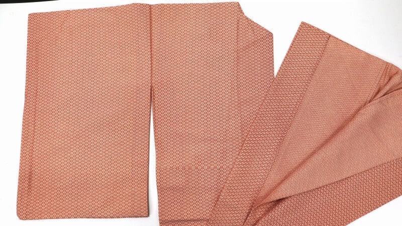 【50%OFF|えびす講セール|期間限定】【中古】 江戸小紋 正絹/シルク レッド 桃赤 裏地あり 袷せ リメイク用 リュース リサイクル【返品・キャンセル不可・電話注文不可】