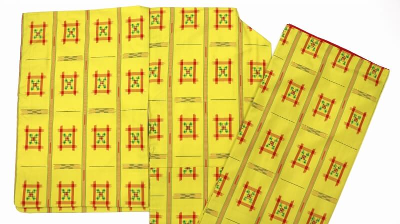 【50%OFF|えびす講セール|期間限定】【中古】 つむぎ 紬 着物 イエロー 裏地あり 袷せ 変色等 リメイク用 リュース リサイクル【返品・キャンセル不可・電話注文不可】