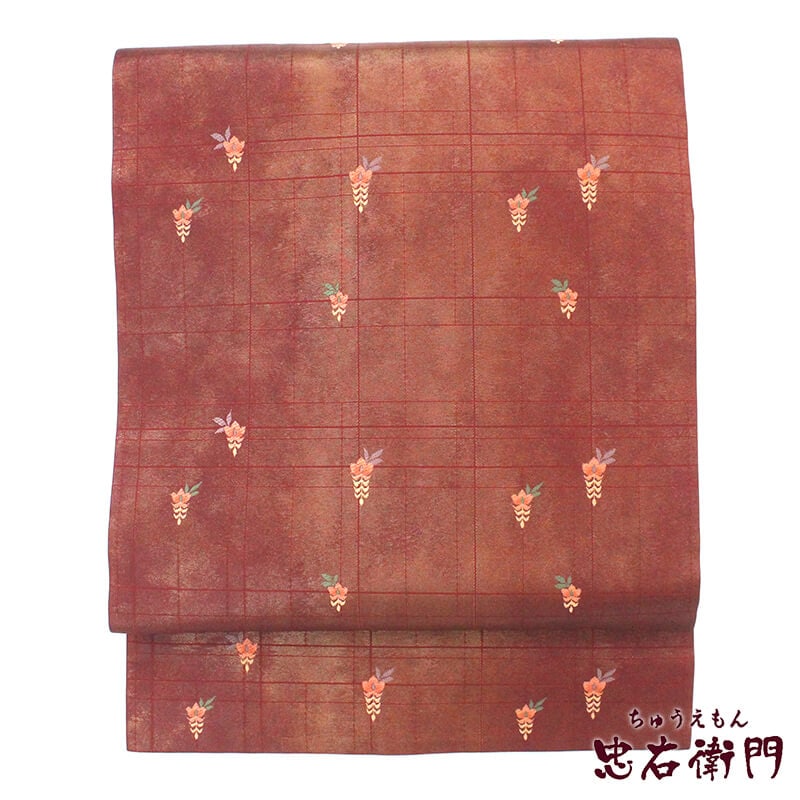 【50%OFF|えびす講セール|期間限定】【中古】 名古屋帯 なごや帯 リサイクル レディース 正絹 赤 シンプル 飛び柄 長さ361cm 幅30.5cm 仕立て上がり帯 カジュアル リサイクル帯 あす楽対応