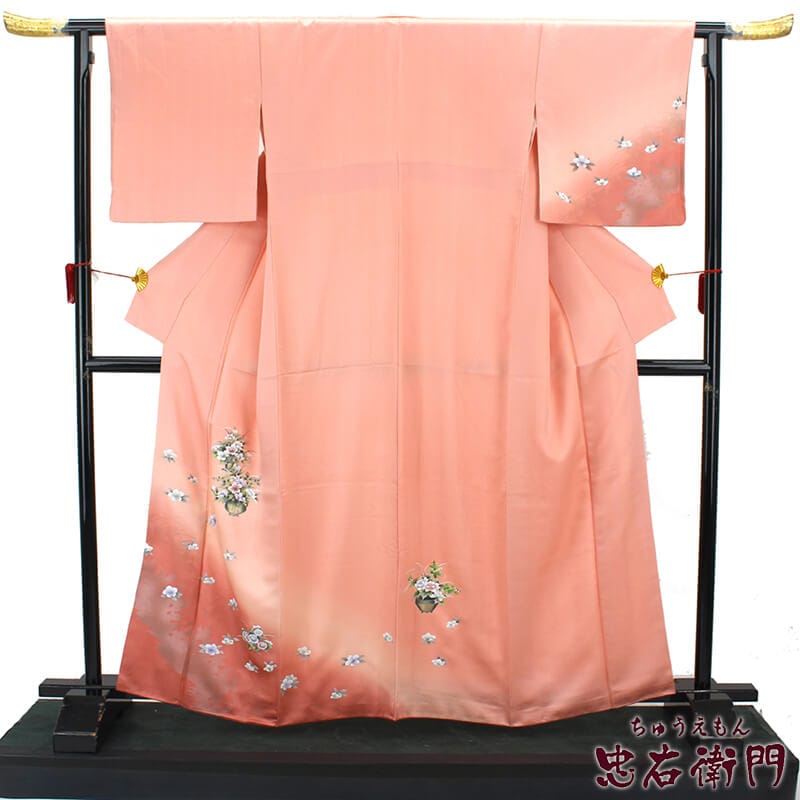 付下げ 袷 正絹 レディース 礼装 フォーマル ピンク 桜 菊 身丈166cm