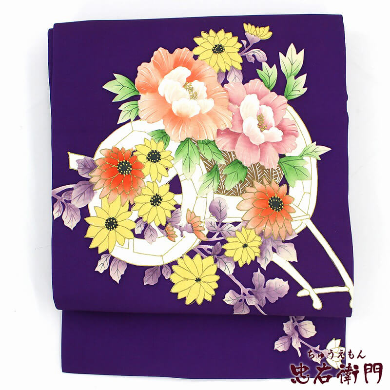 中古】 名古屋帯 九寸名古屋帯 染め リサイクル レディース 正絹 紫