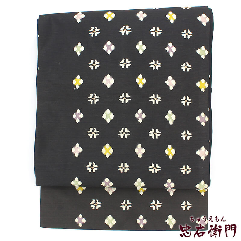 【50%OFF|えびす講セール|期間限定】【中古】 名古屋帯 九寸名古屋帯 リサイクル レディース 正絹 焦げ茶 白 長さ341cm 幅31cm 仕立て上がり帯 カジュアルリサイクル帯 送料無料 あす楽対応