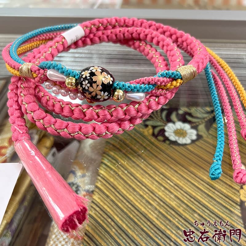 帯締め 振袖用 正絹 シルク ピンク 黄色 水色 成人式 振りそで 結婚式 新品 メール便対応可能