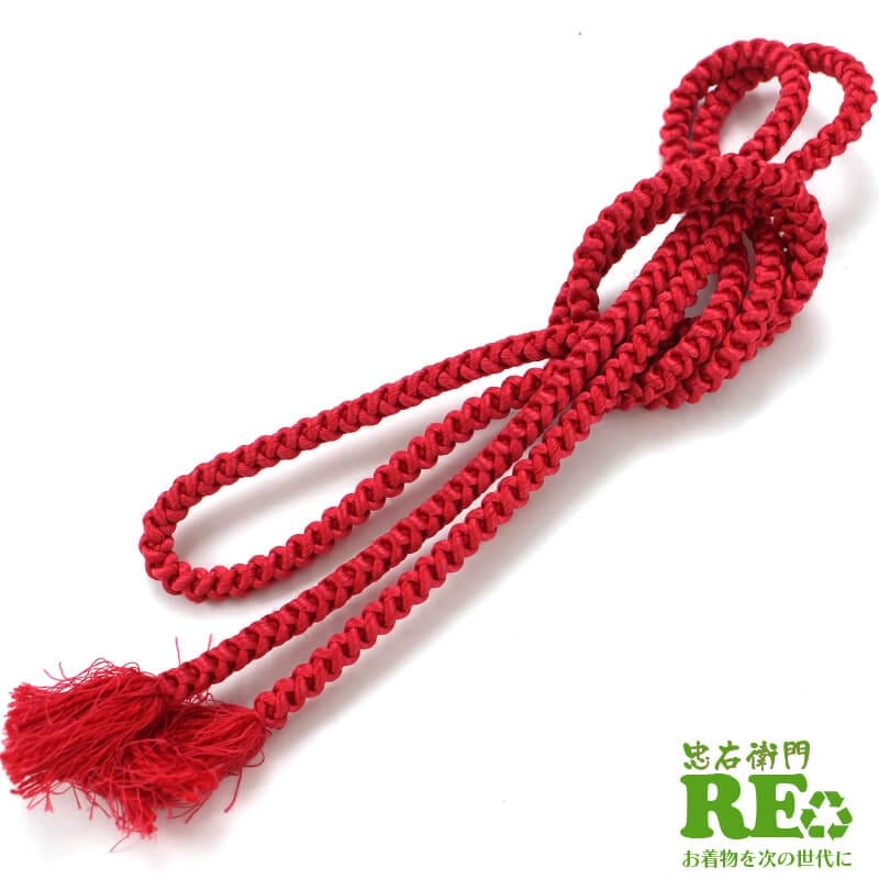 【50%OFF|えびす講セール|期間限定】【中古】 帯締め 帯〆 丸組 リサイクル レディース 正絹 赤桃 和装小物 カジュアル 中古和装小物