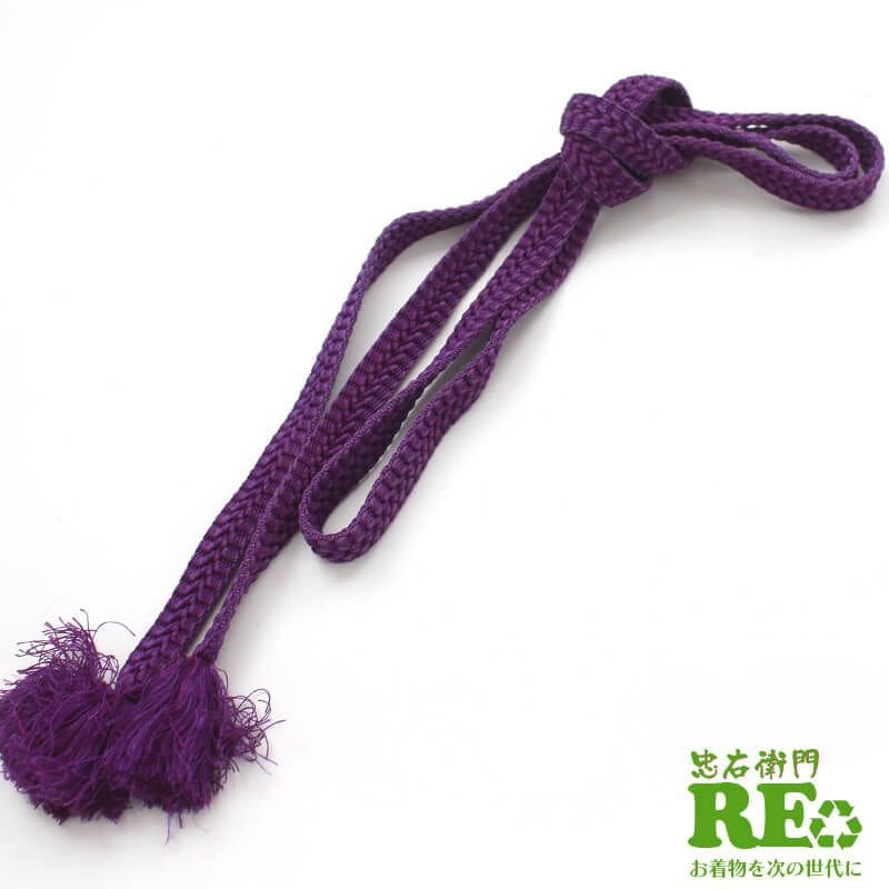 【50%OFF|えびす講セール|期間限定】【中古】 帯締め 帯〆 平組 リサイクル レディース 正絹 紫 和装小物 カジュアル 即日発送