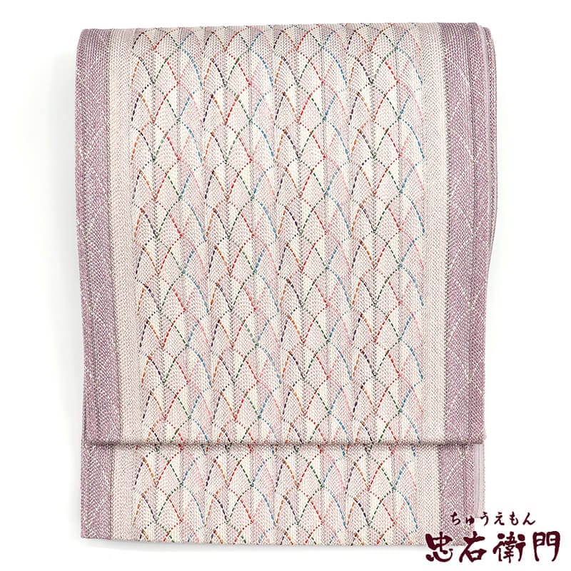 【中古】 袋帯 洒落帯 おしゃれ袋帯 リサイクル レディース 正絹 薄紫 ラメ 長さ451cm 幅31cm 仕立て上がり帯 リサイクル帯 送料無料 即日発送