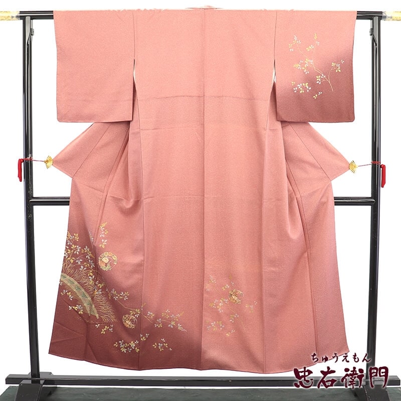 付下げ 付け下げ 附下 レディース 正絹 ピンク 身丈155cm 裄丈63cm 仕立て上がり着物 小さいサイズ リユース着物 リサイクル着物 即日発送 【中古】